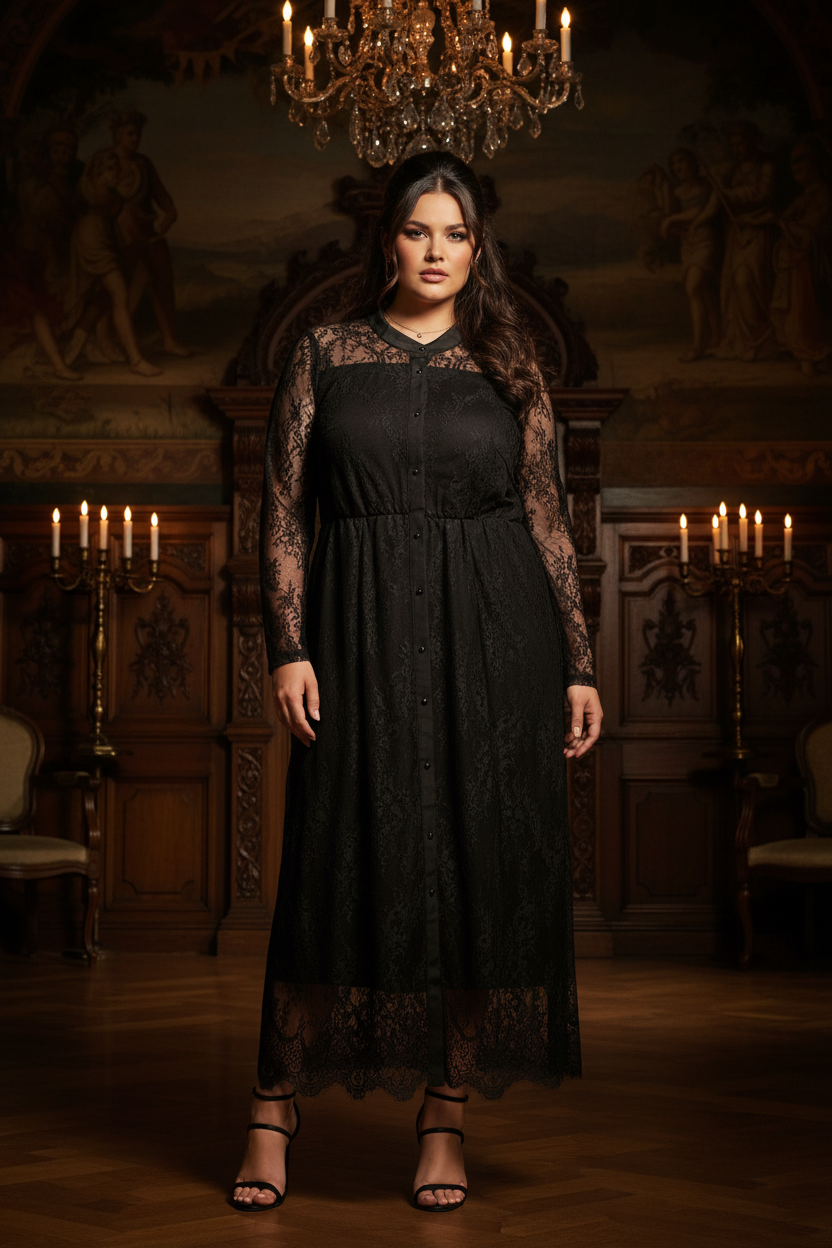 Midnight Reverie Lace Maxi Dress