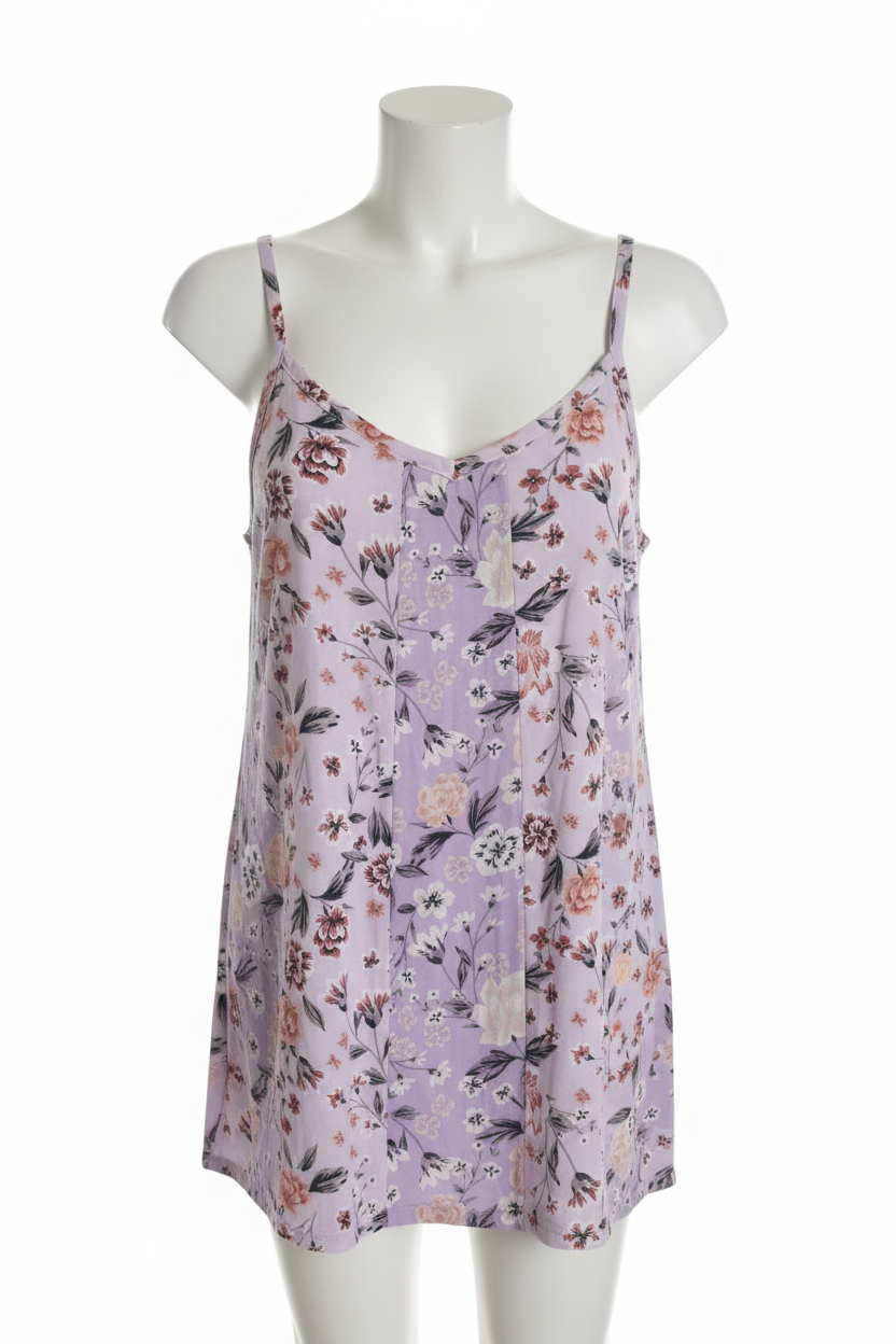 Torrid lavender floral swing cami on mannequin white background