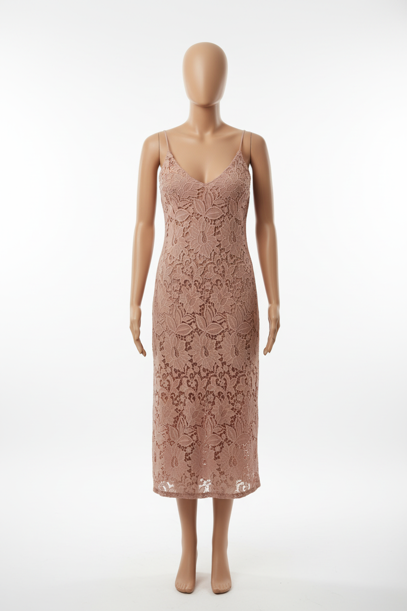 Romantic Dusty Rose Lace Slip Dress