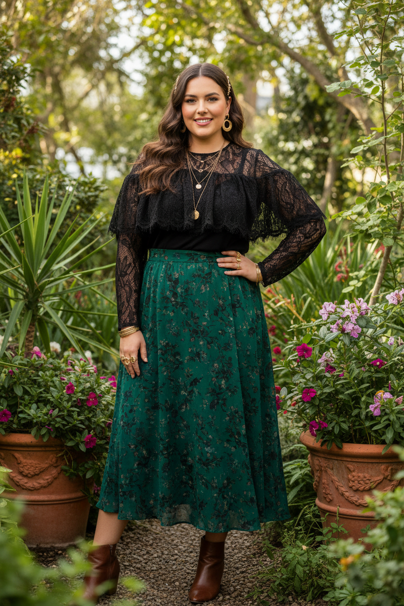 Ink Black Lace Blouse - Layered Style