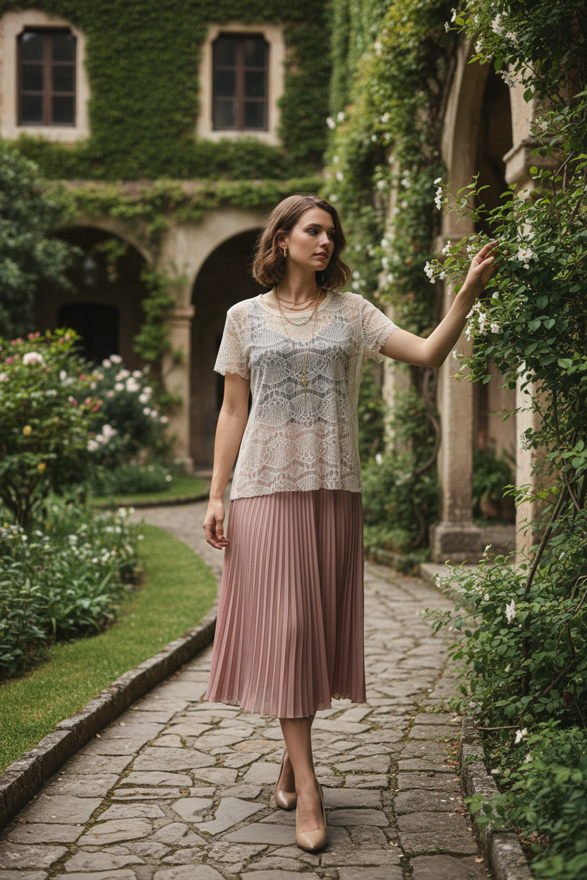 Lace blouse outdoor garden styling