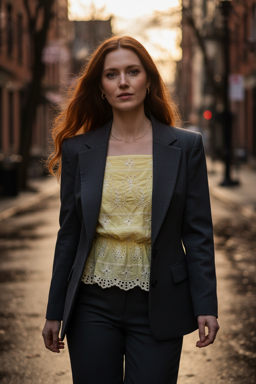 Layered styling with blazer