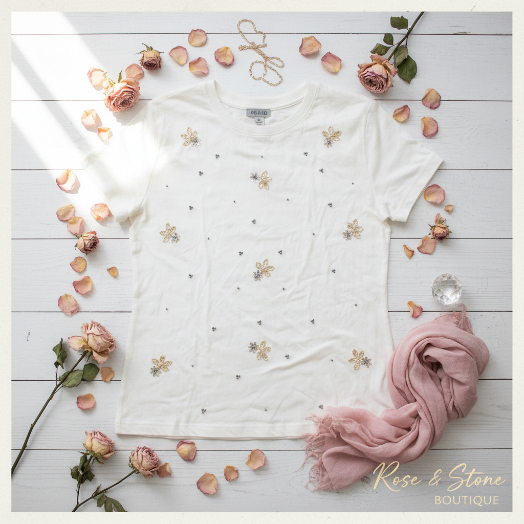 Layflat — Whisper White Embellished Tee