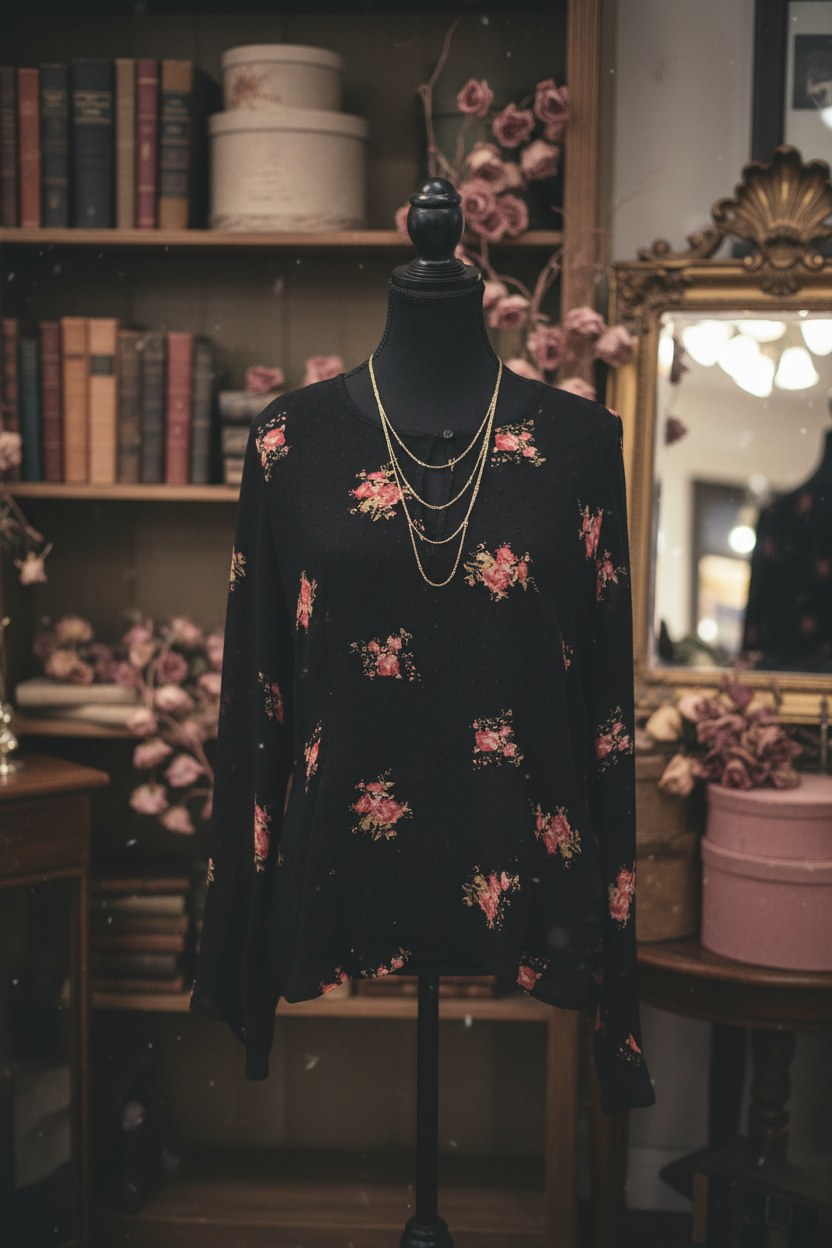 Midnight Garden Blouse - Boutique Styled