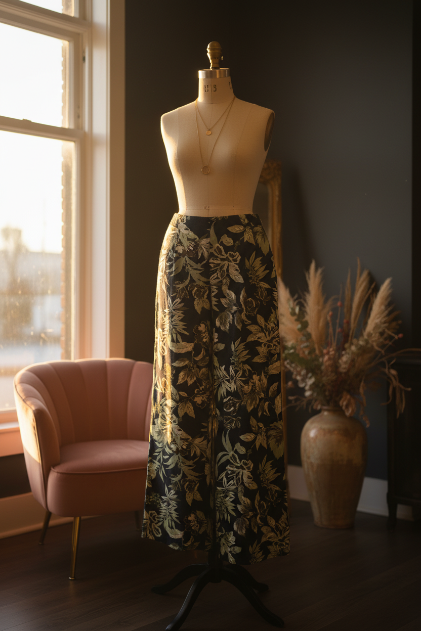 Midnight Garden Palazzo Pants - Boutique Styled with Accurate Pattern