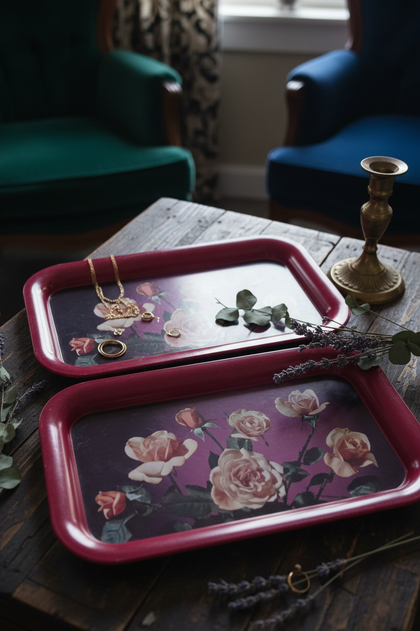 Midnight Rose Serving Tray Collection