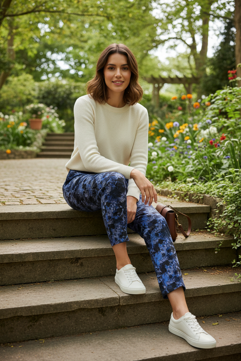 Model in Floral Trousers - Outdoor Lifestyle
