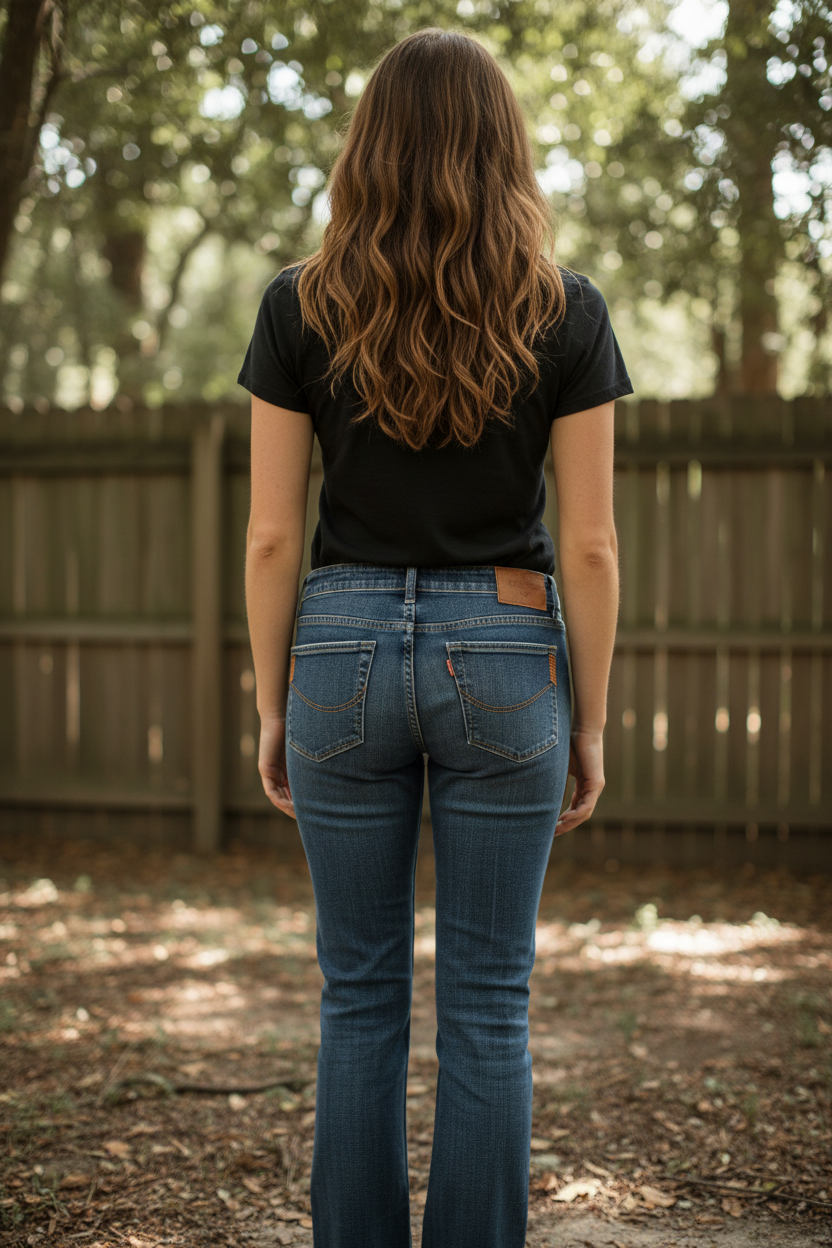 Model in Paige Jeans - Back View Detail