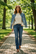 Model in Paige Jeans - Walking Outdoors