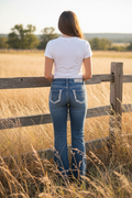 Model in Western Jeans - Back View Detail