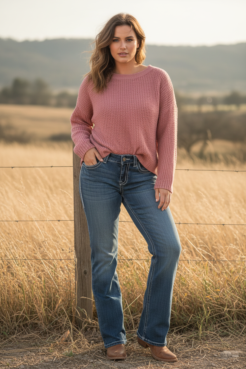 Model in Western Jeans - Outdoor Standing