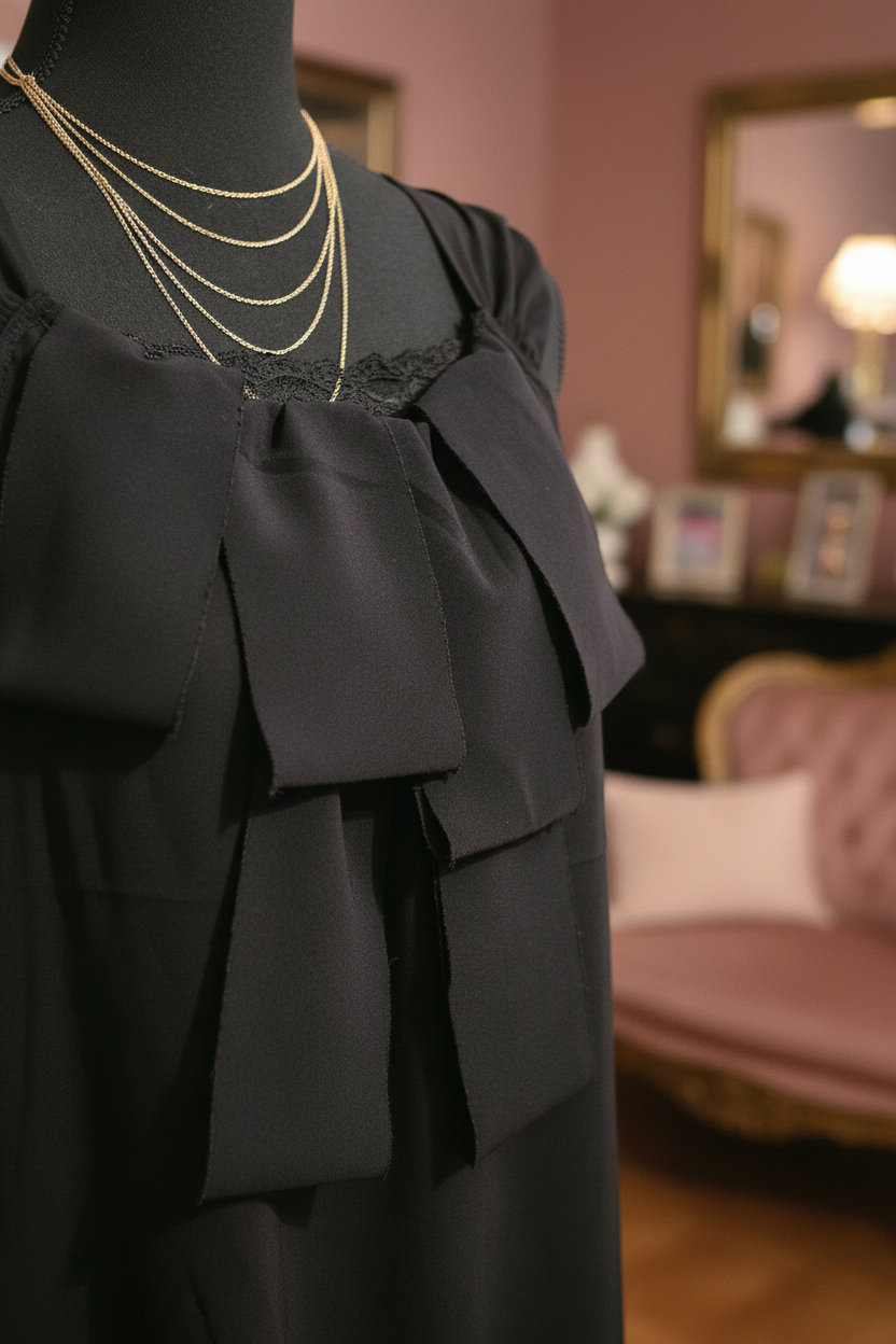 Noir Bow Camisole Detail Shot