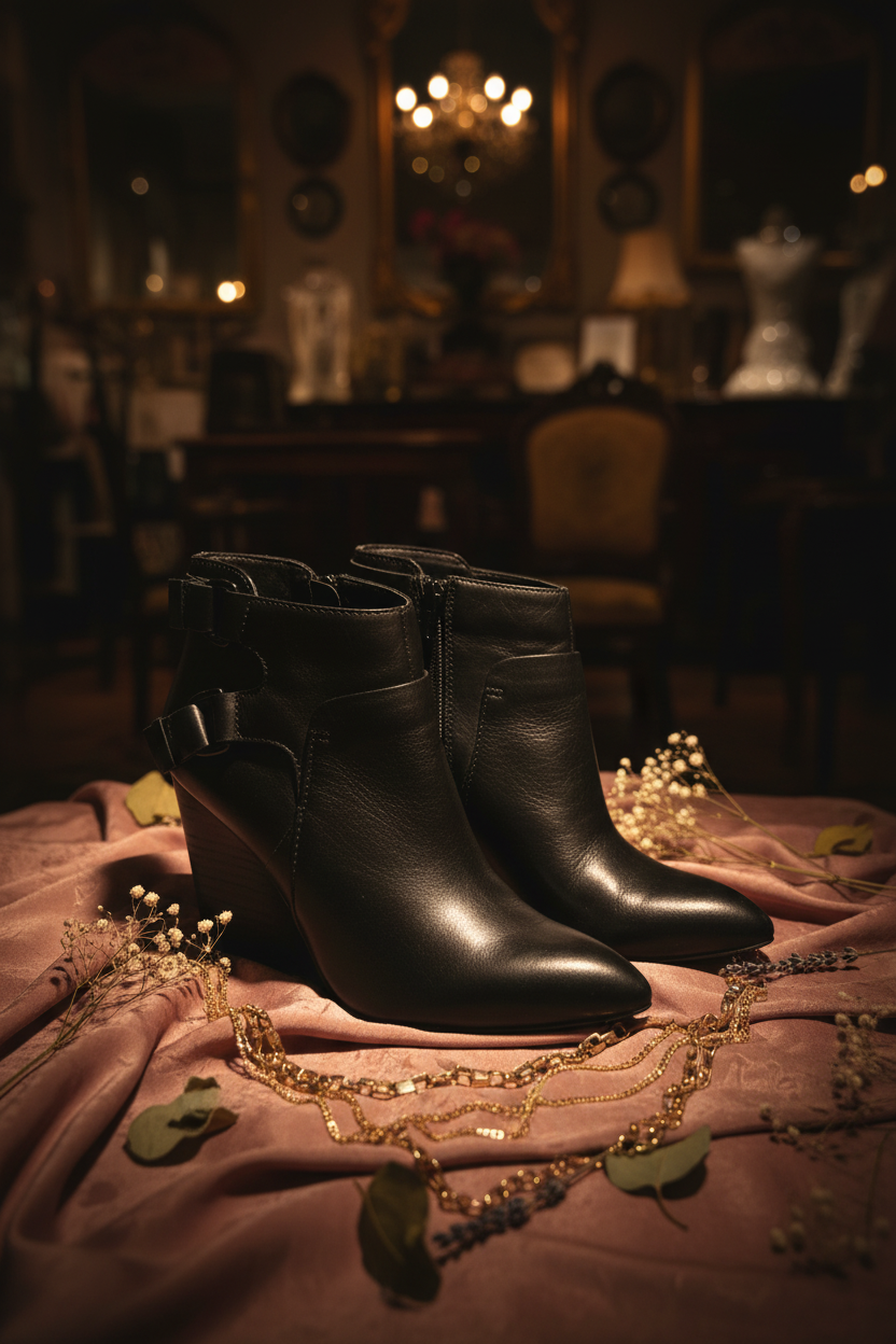 Noir Buckle Ankle Booties Boutique Styled