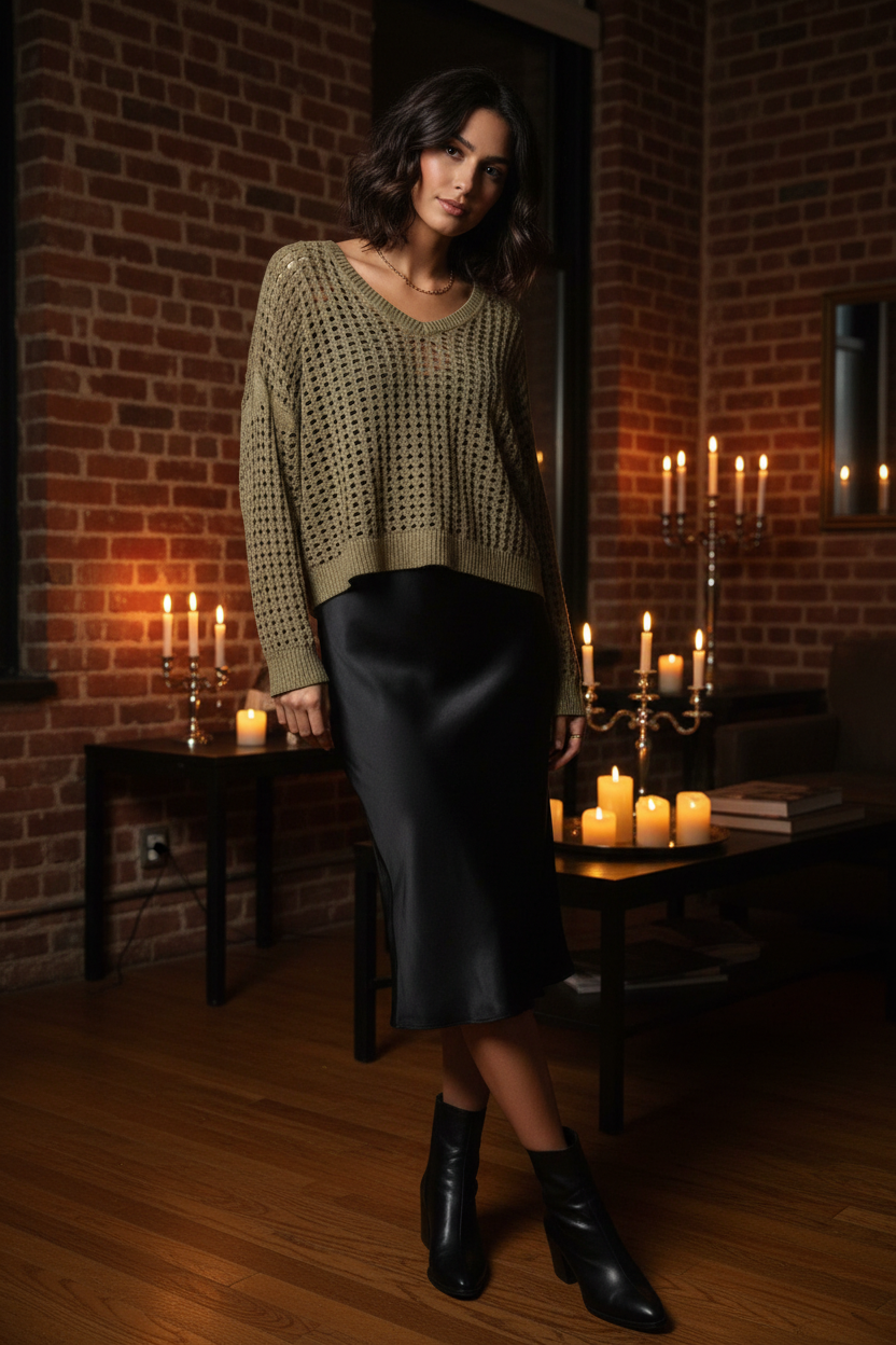 Noir Evening — Black Slip Dress