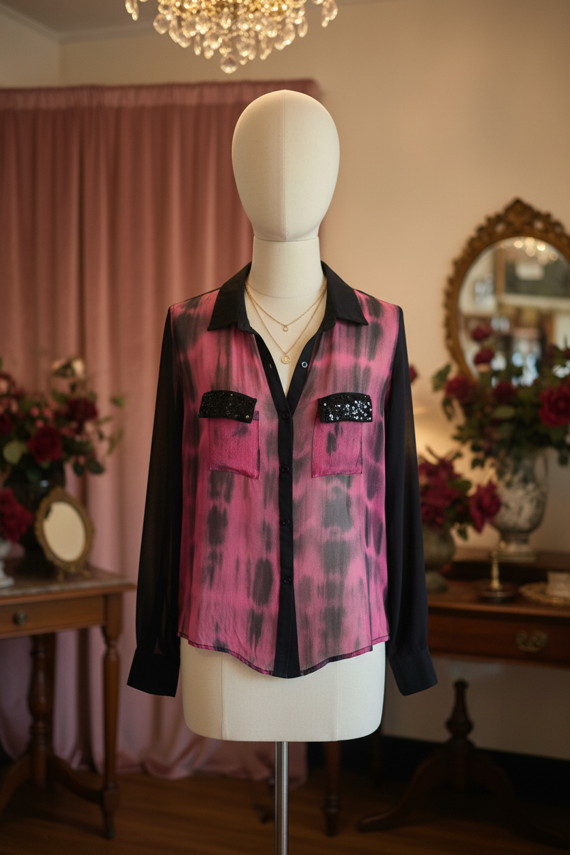 Noir Rose Sheer Blouse styled product image
