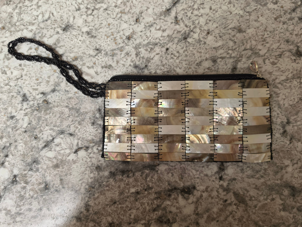 The Tide Keeper Clutch — Mother-of-Pearl Shell Mosaic Wristlet
