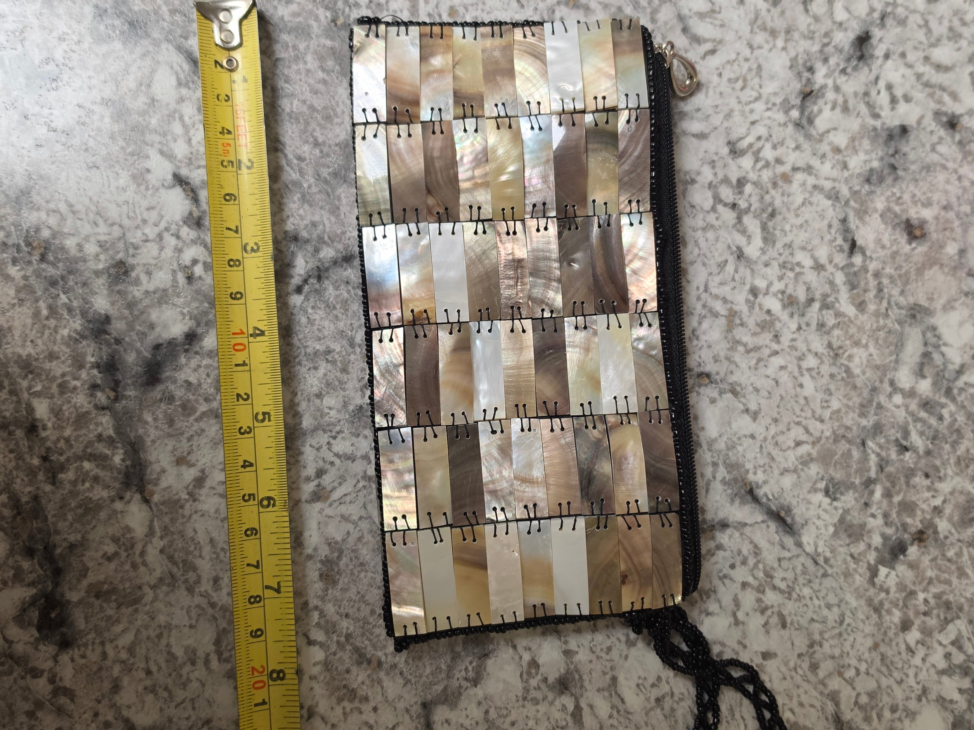 The Tide Keeper Clutch — Mother-of-Pearl Shell Mosaic Wristlet
