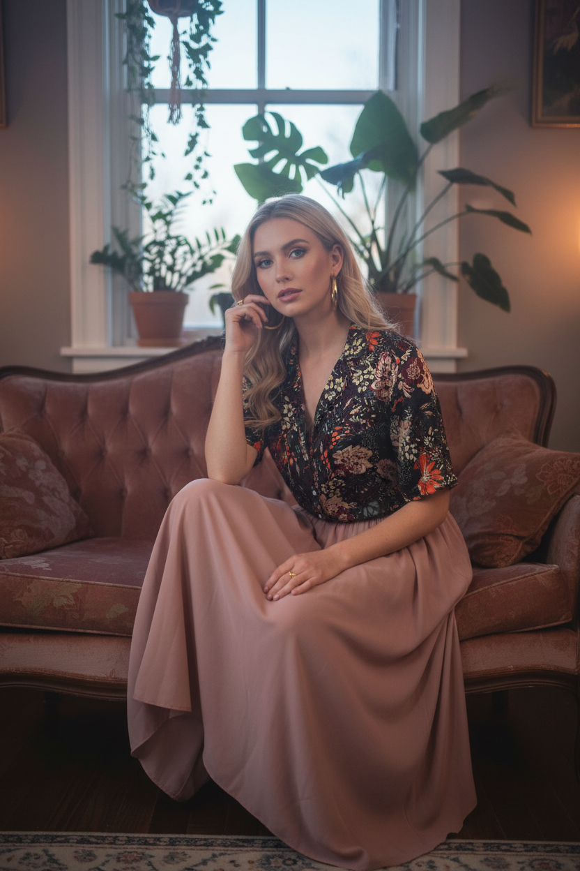 Paired with midi skirt