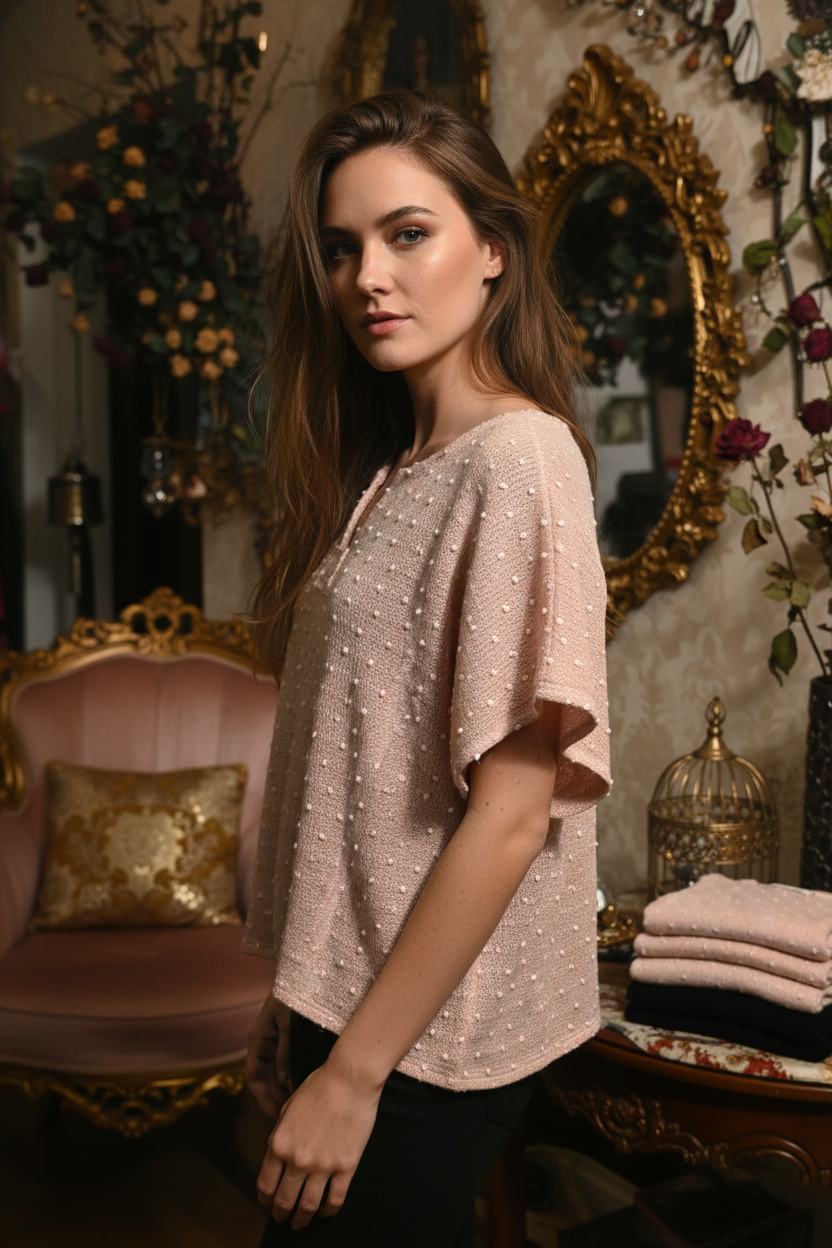 Pearl-Kissed Knit Three-Quarter View