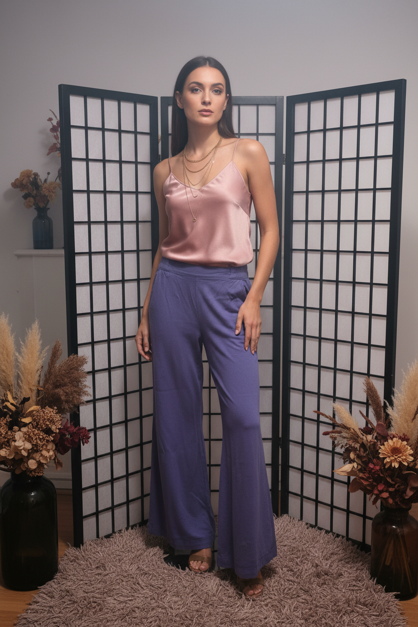 Purple Pants with Dusty Pink Camisole