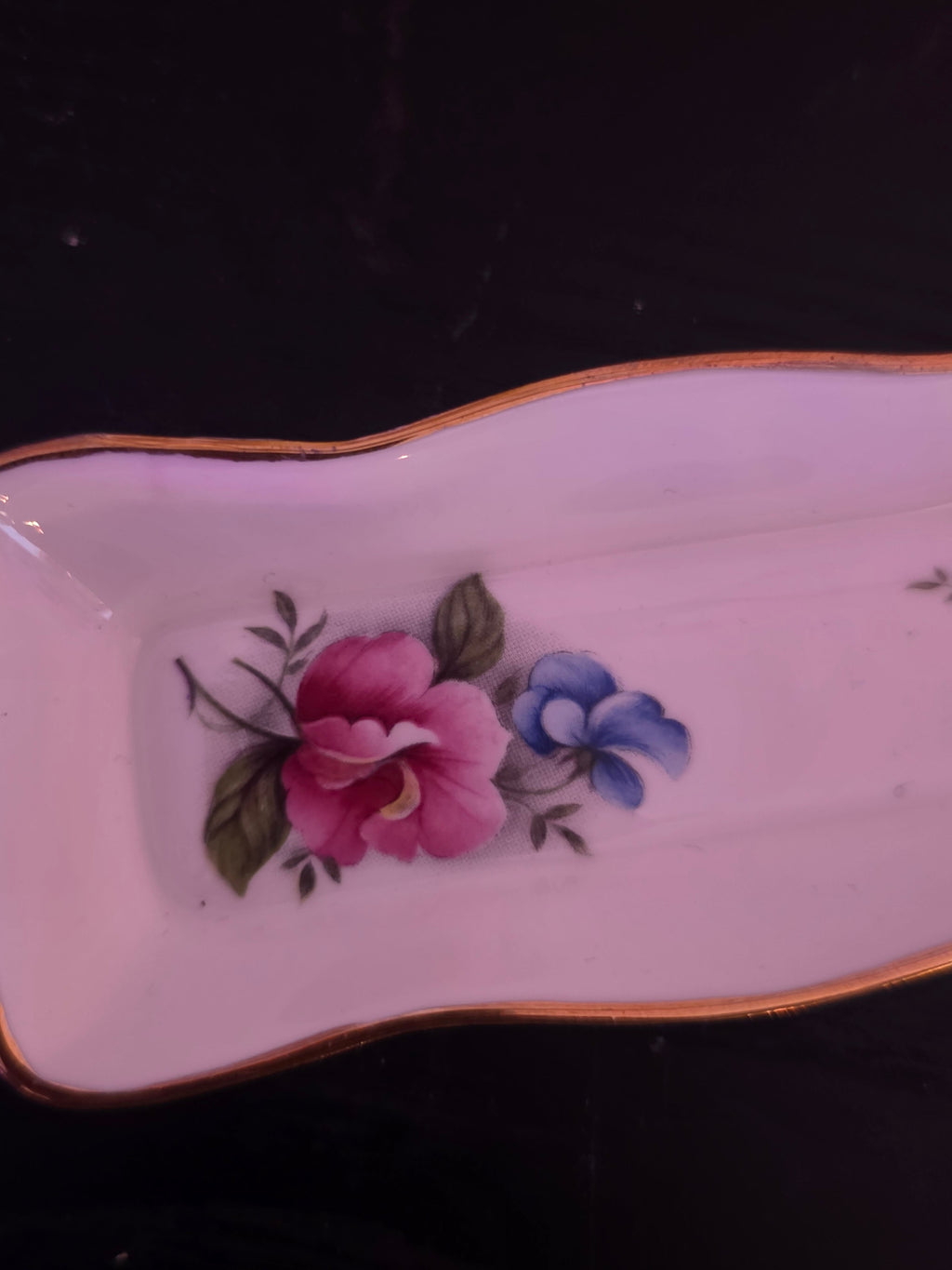 Delicately Painted Floral Bone China Tray