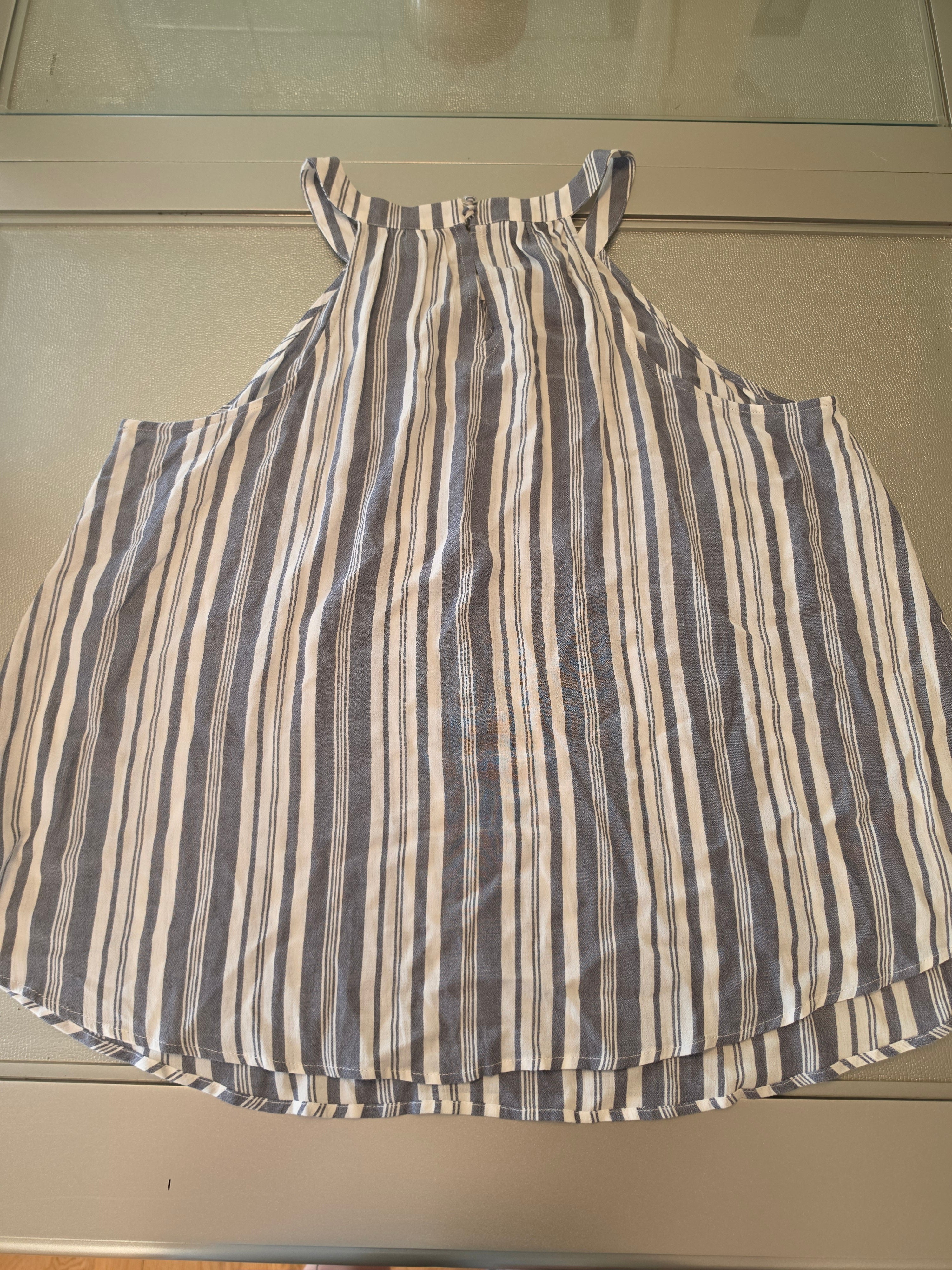 Torrid Striped Swing Blouse | Blue & White | Halter Neck | Side Pockets | Size 2
