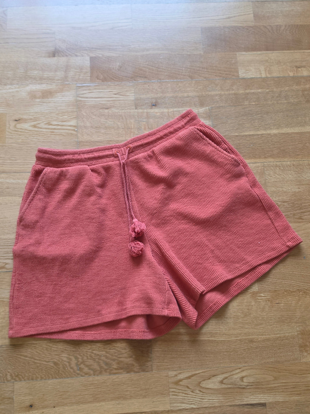 The Tassel & Terracotta Short — Joe Fresh Textured Knit in Coral Rose