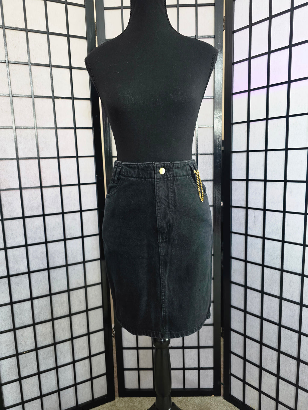 Timelessly Nautical Black Denim Skirt