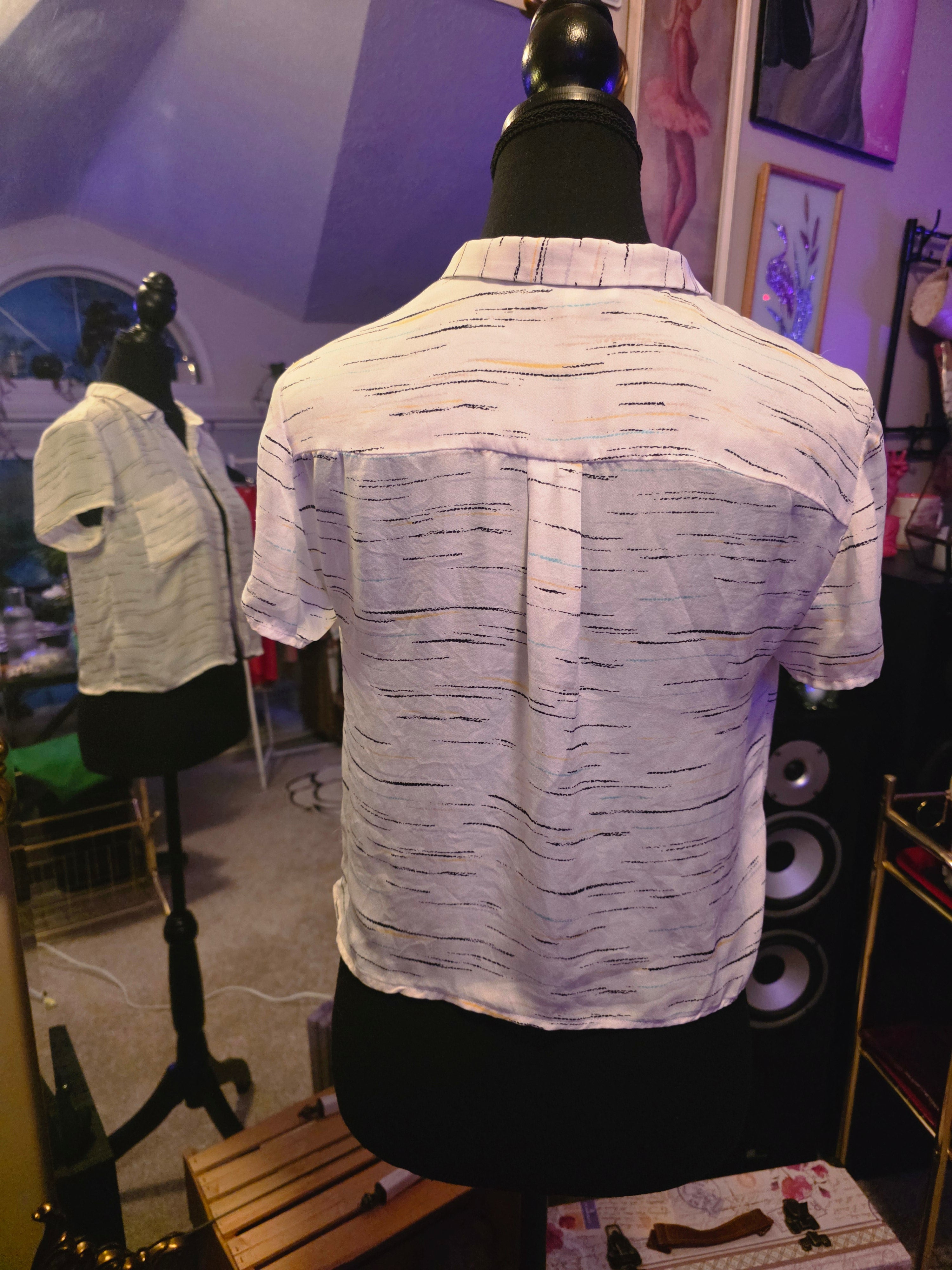 Painted Lines Silk Blouse