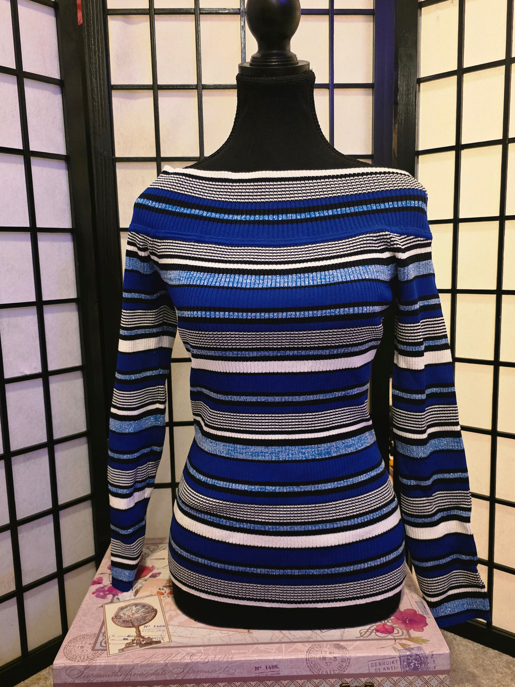 Brilliantly Striped Cobalt Sweater