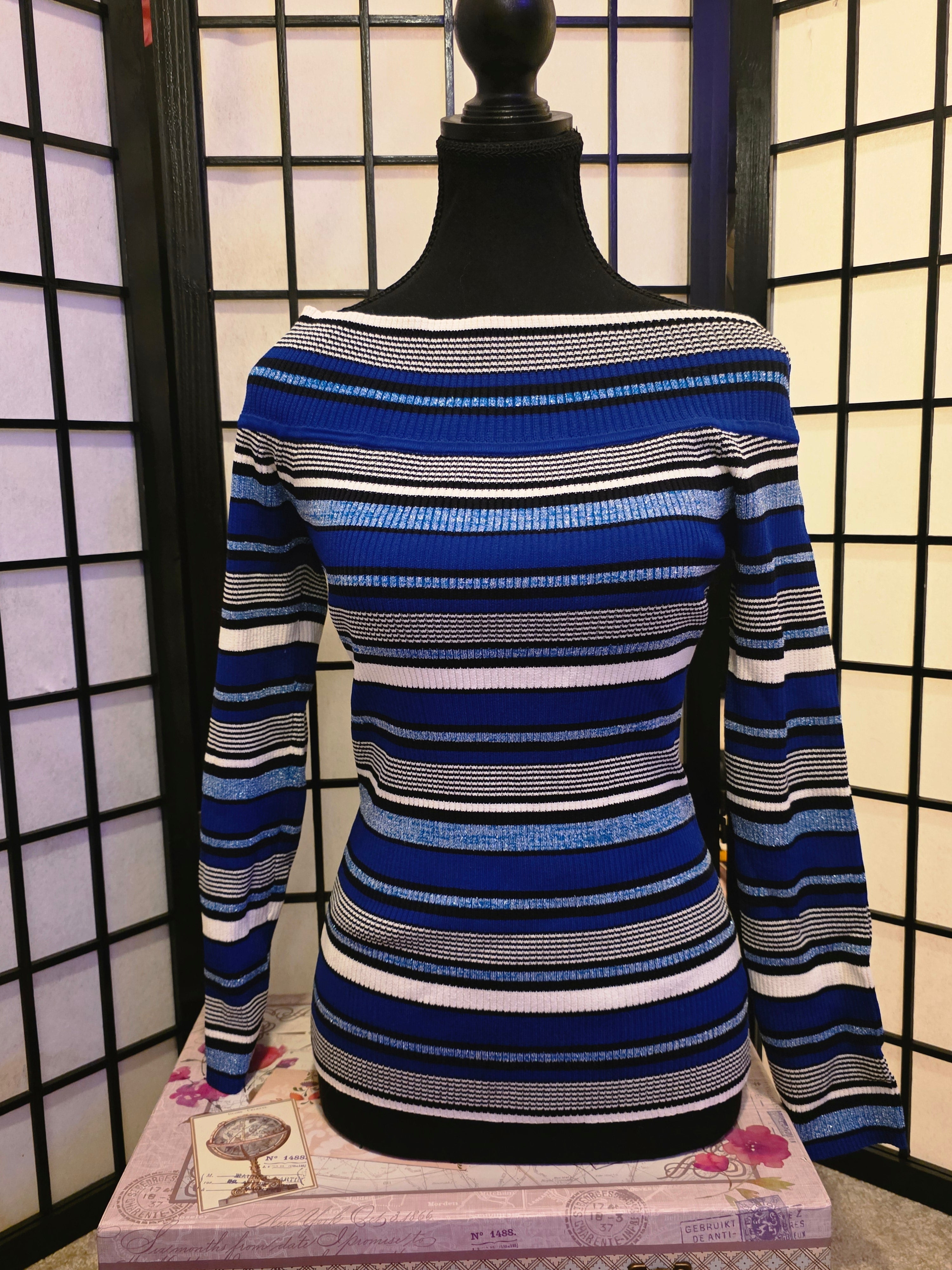 Brilliantly Striped Cobalt Sweater