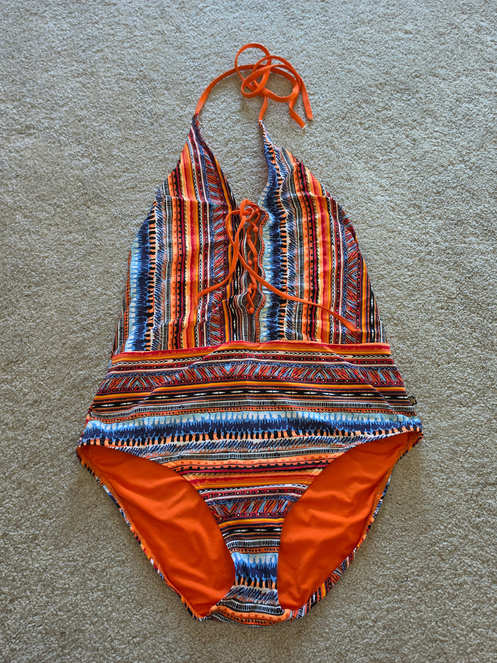 Solstice Ritual — Tribal Lace-Up One-Piece Swimsuit