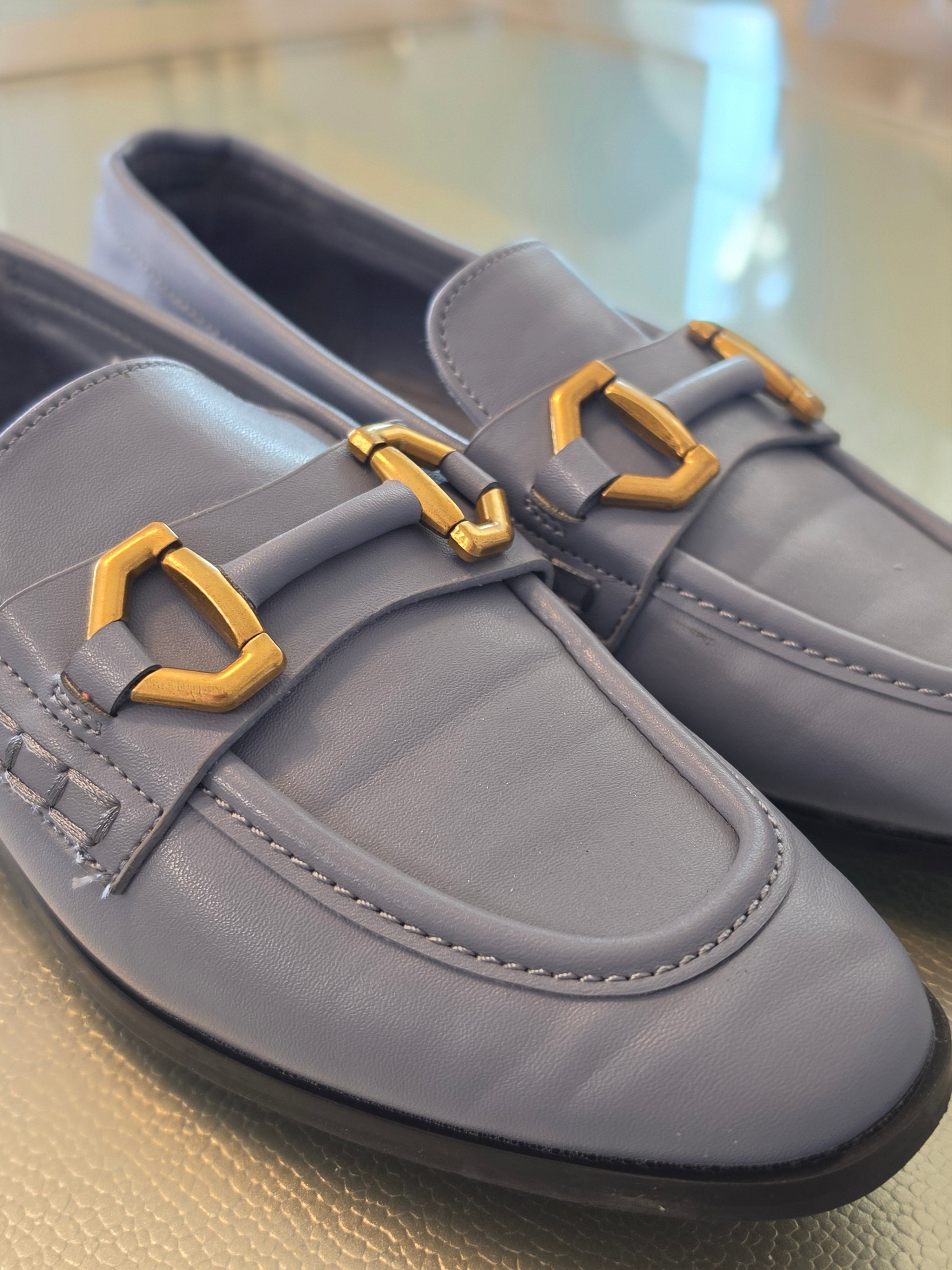 The Periwinkle Bit Loafer — Gold Hardware Flat