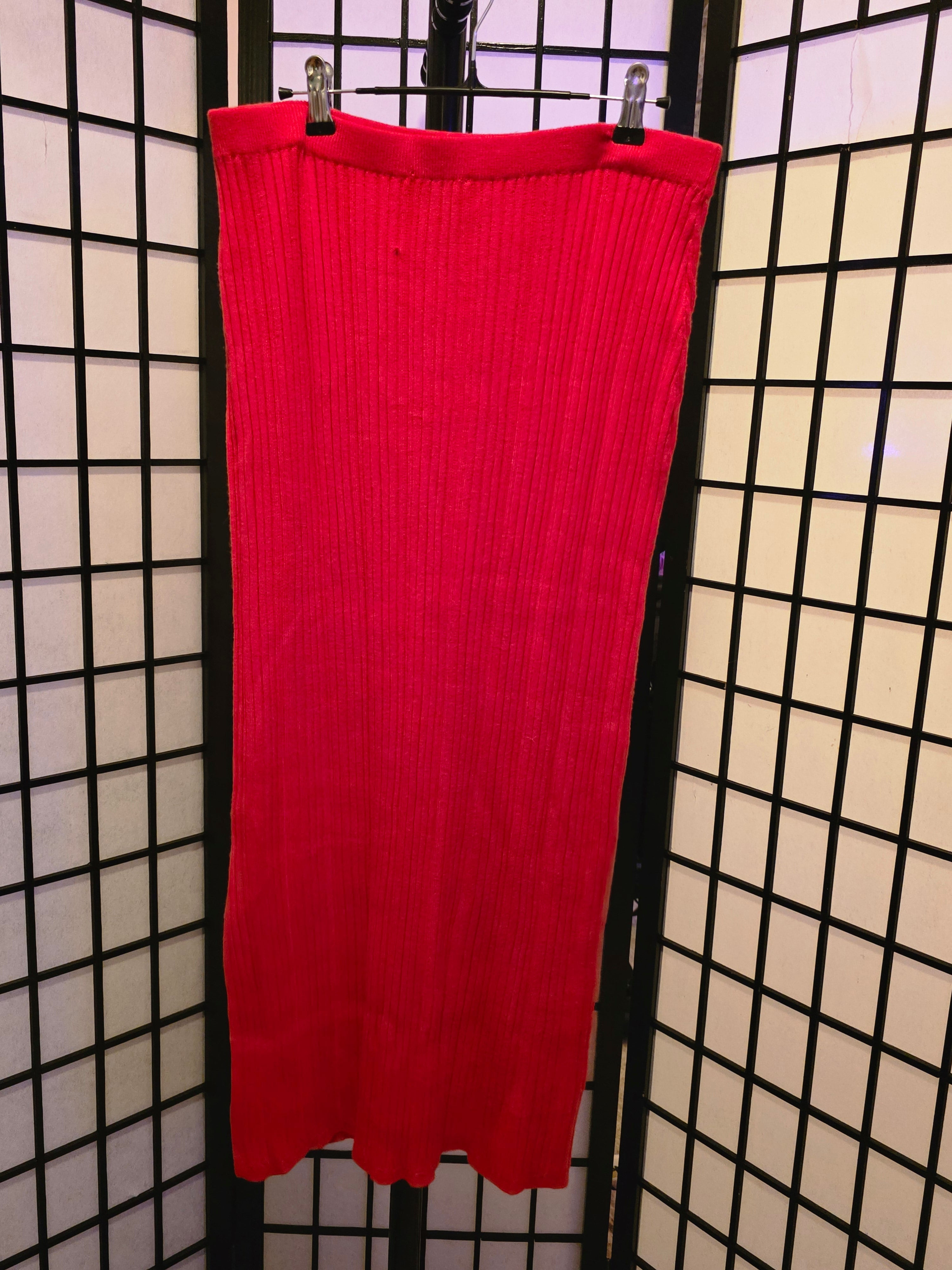 Scarlet Whisper Ribbed Midi