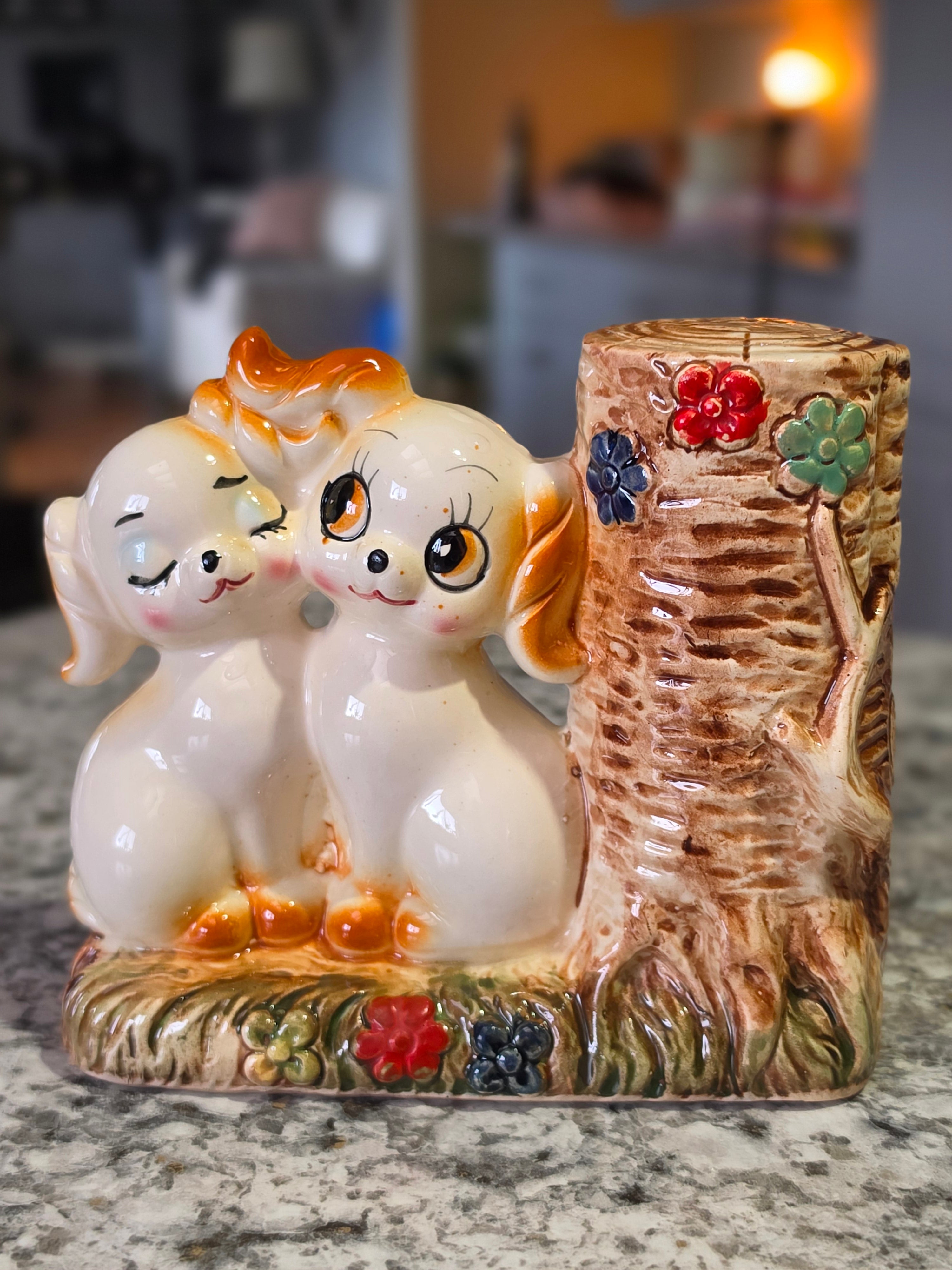 The Sweethearts & Stumps — Vintage Japanese Porcelain Puppy Coin Bank