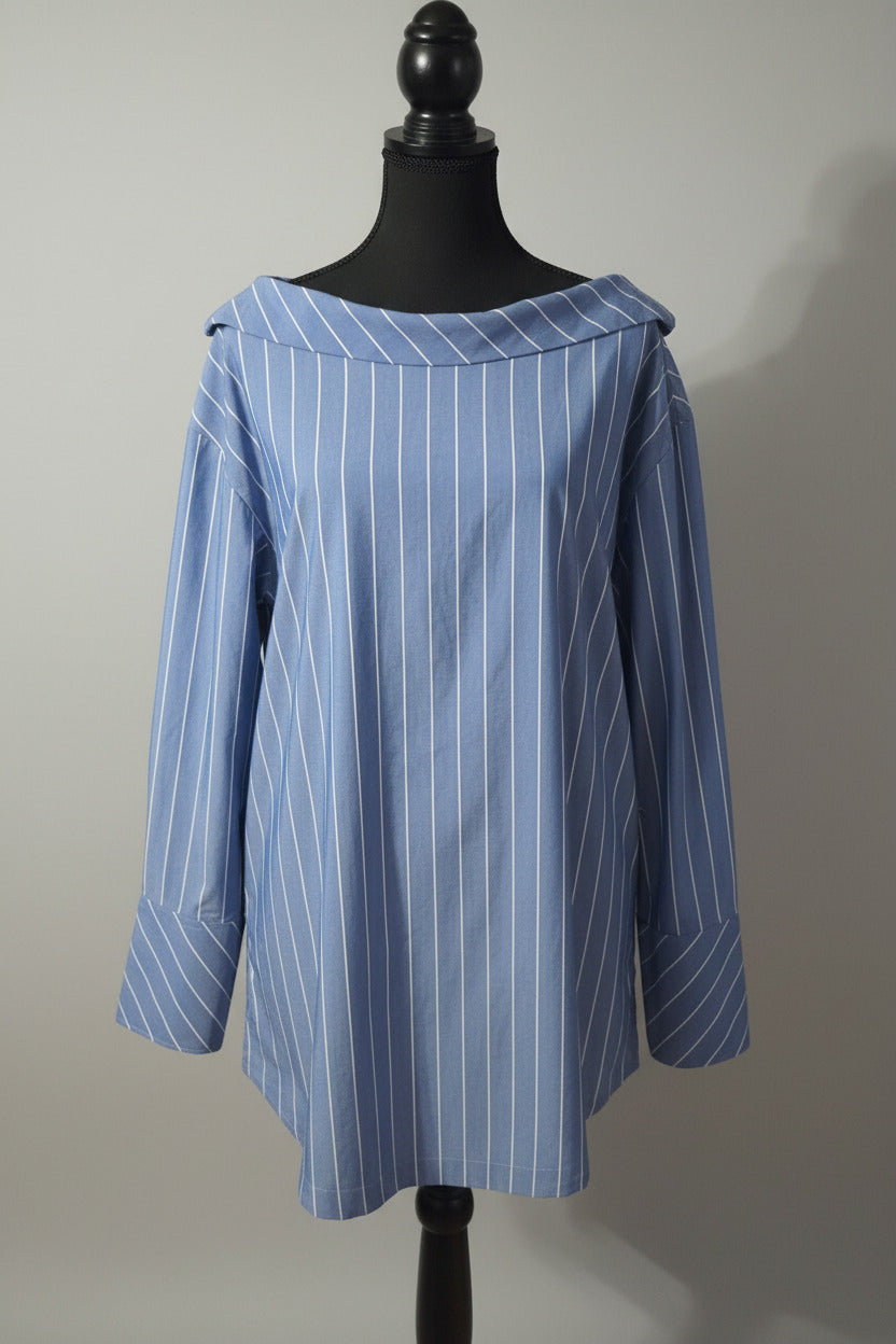 The Blueprint — Banana Republic Pinstripe Off-Shoulder Shirt