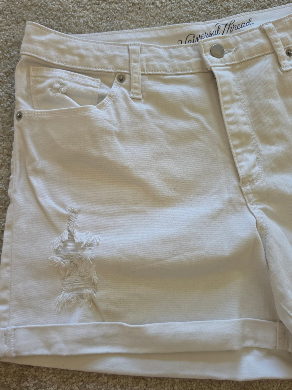 Blank Canvas — Universal Thread White Distressed Denim Shorts