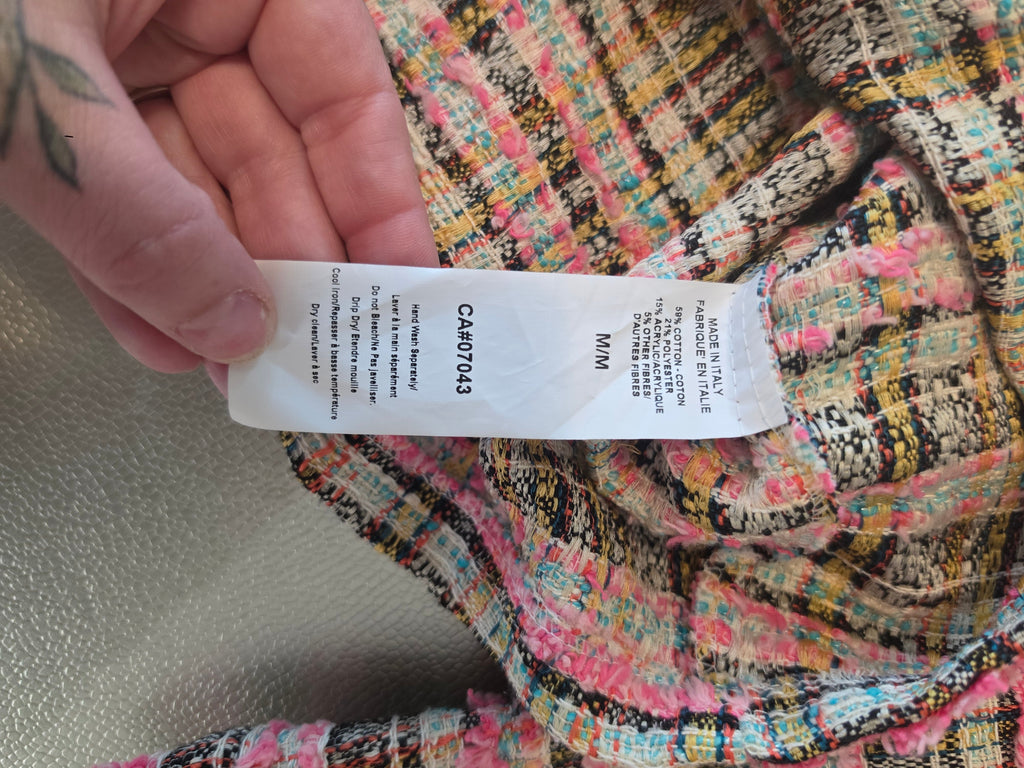 The Chanel-Coded Dream — Bouclé Tweed Jacket | Pink Multicolour