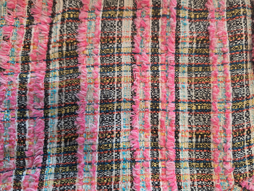 The Chanel-Coded Dream — Bouclé Tweed Jacket | Pink Multicolour