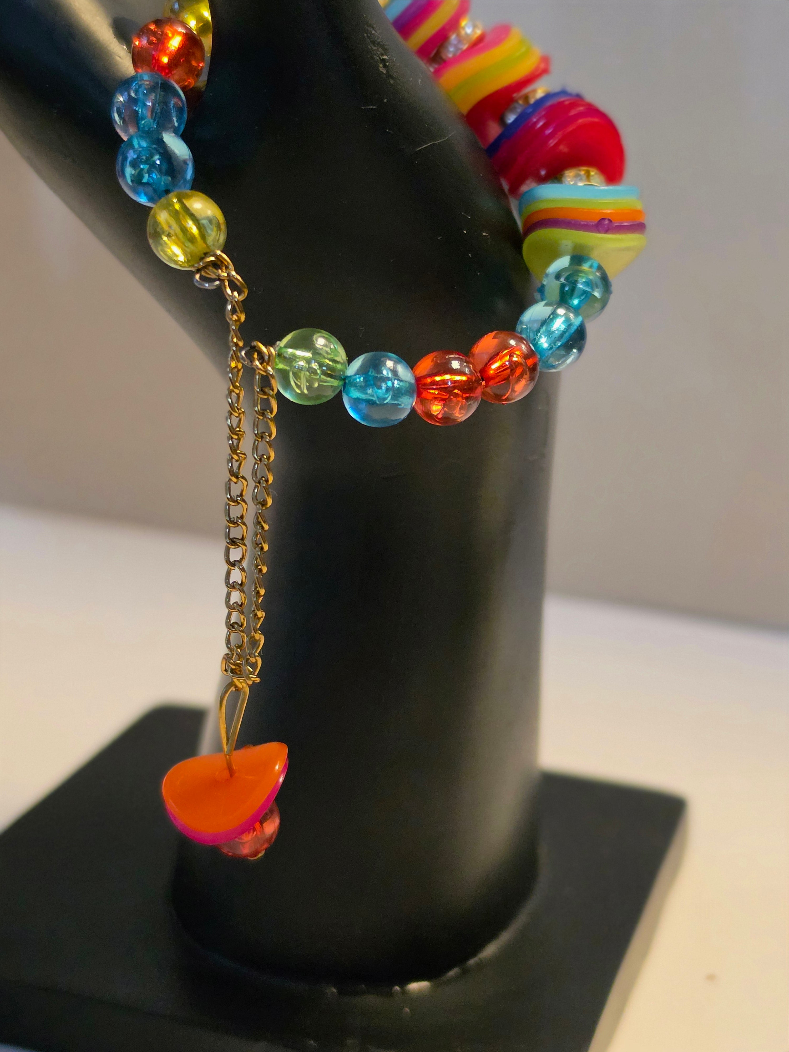 Chasing Rainbows — Vintage Multicolour Beaded Charm Bracelet