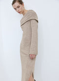 Ethereal Taupe Off-Shoulder Sweater Dress