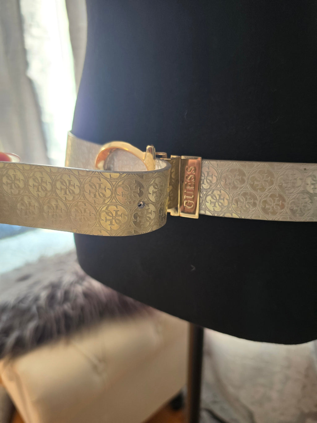 The Golden Cipher — Guess Reversible Monogram Belt