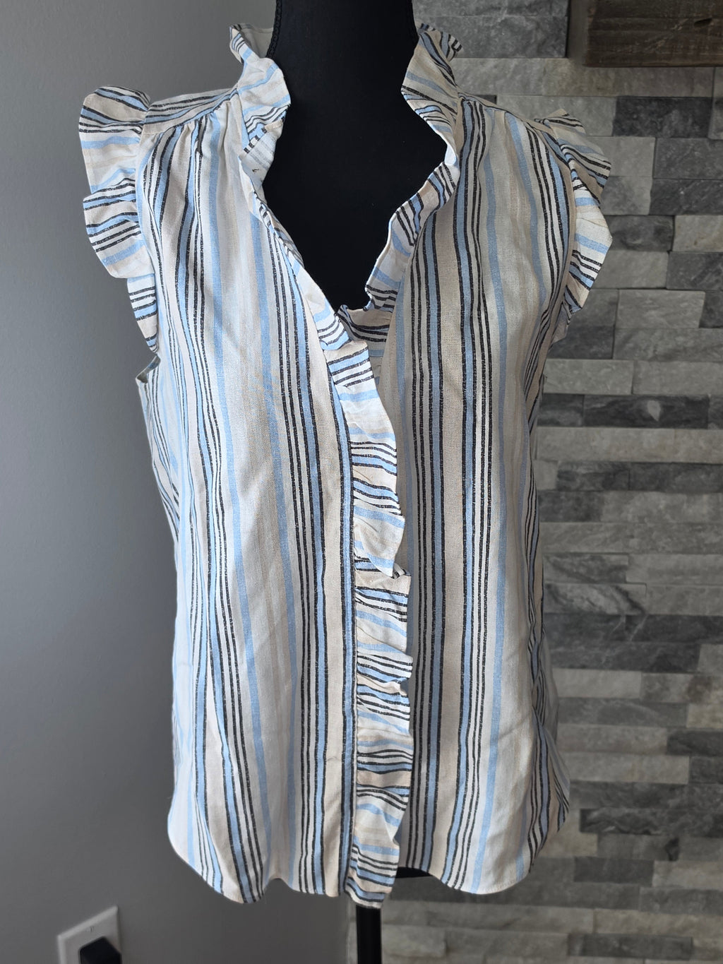 The Ruffle & Stripe — Mexx Sleeveless Babydoll Blouse