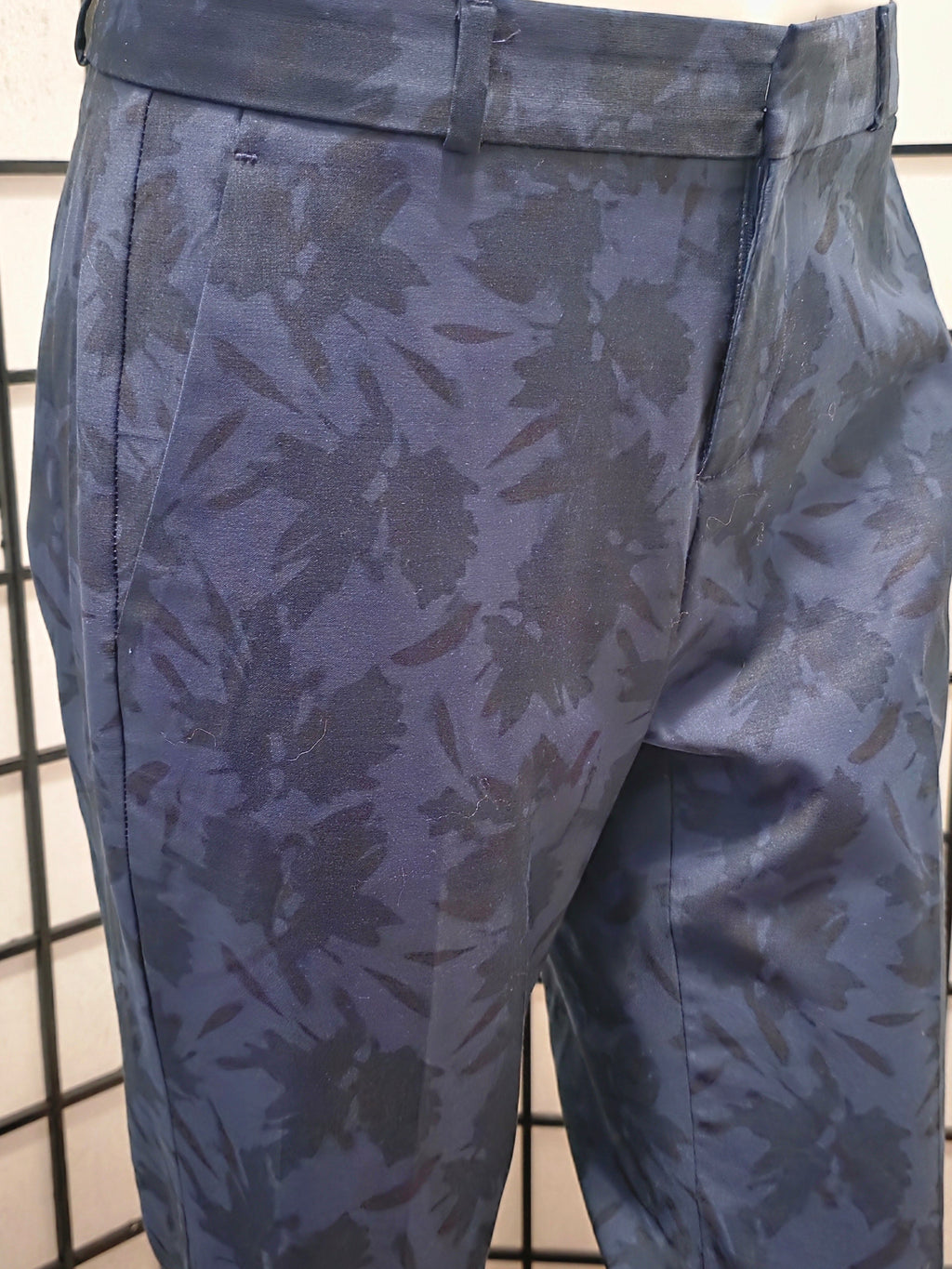 Navy Jacquard Trousers - Banana Republic