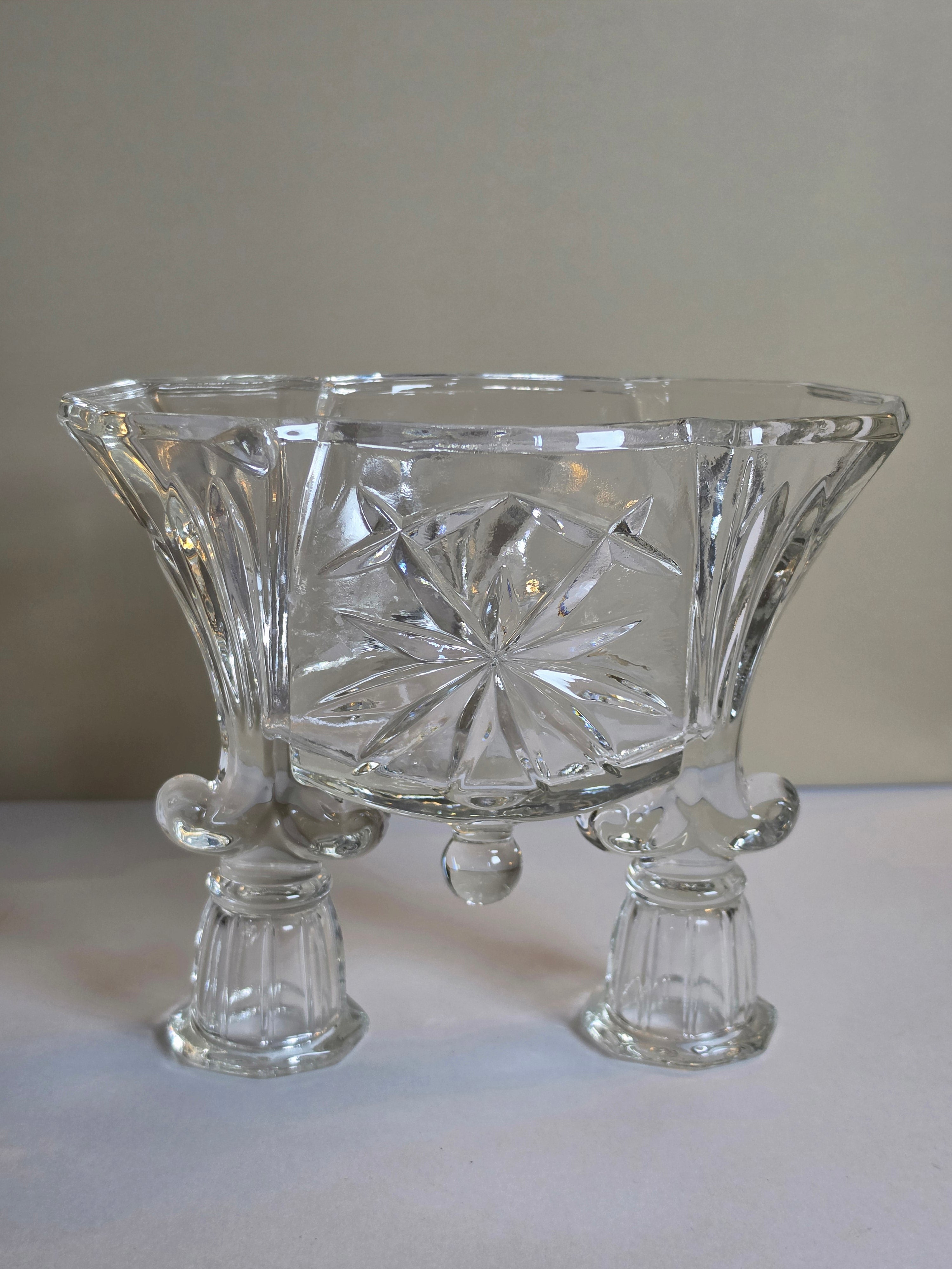 Starburst Pressed Glass Double Candelabra