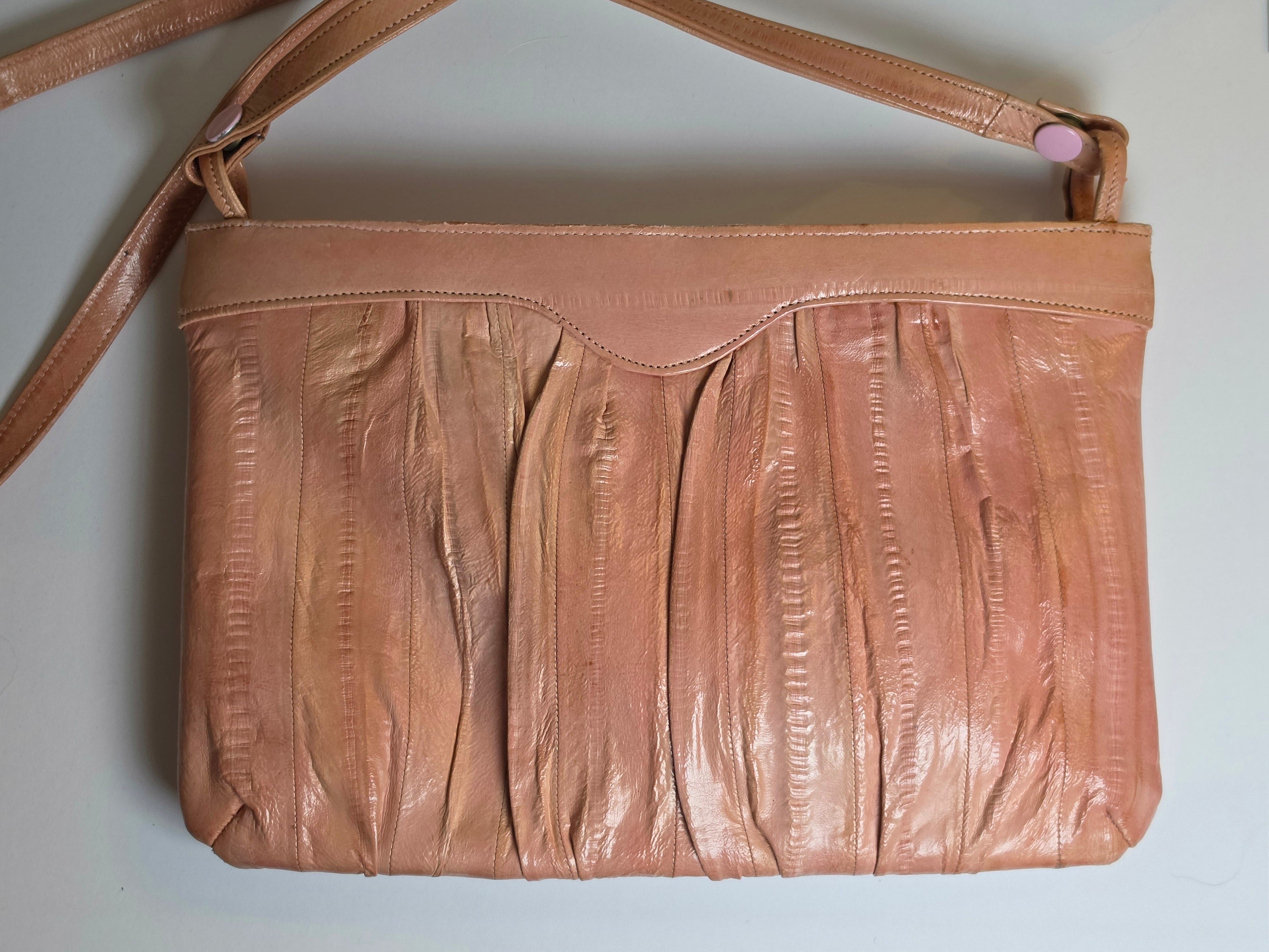 Whispered in Rose — Vintage Genuine Eel Skin Crossbody Bag