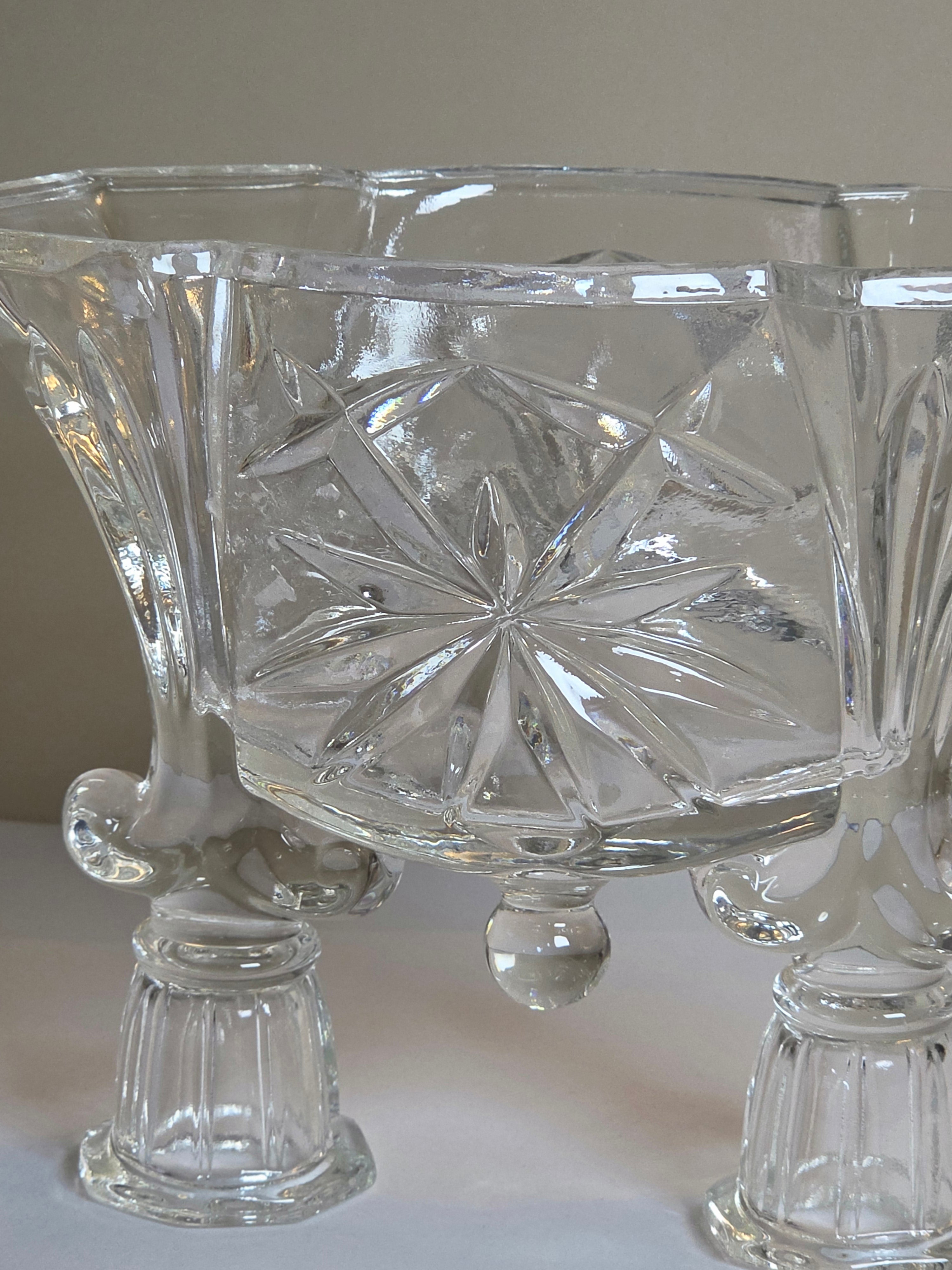 Starburst Pressed Glass Double Candelabra