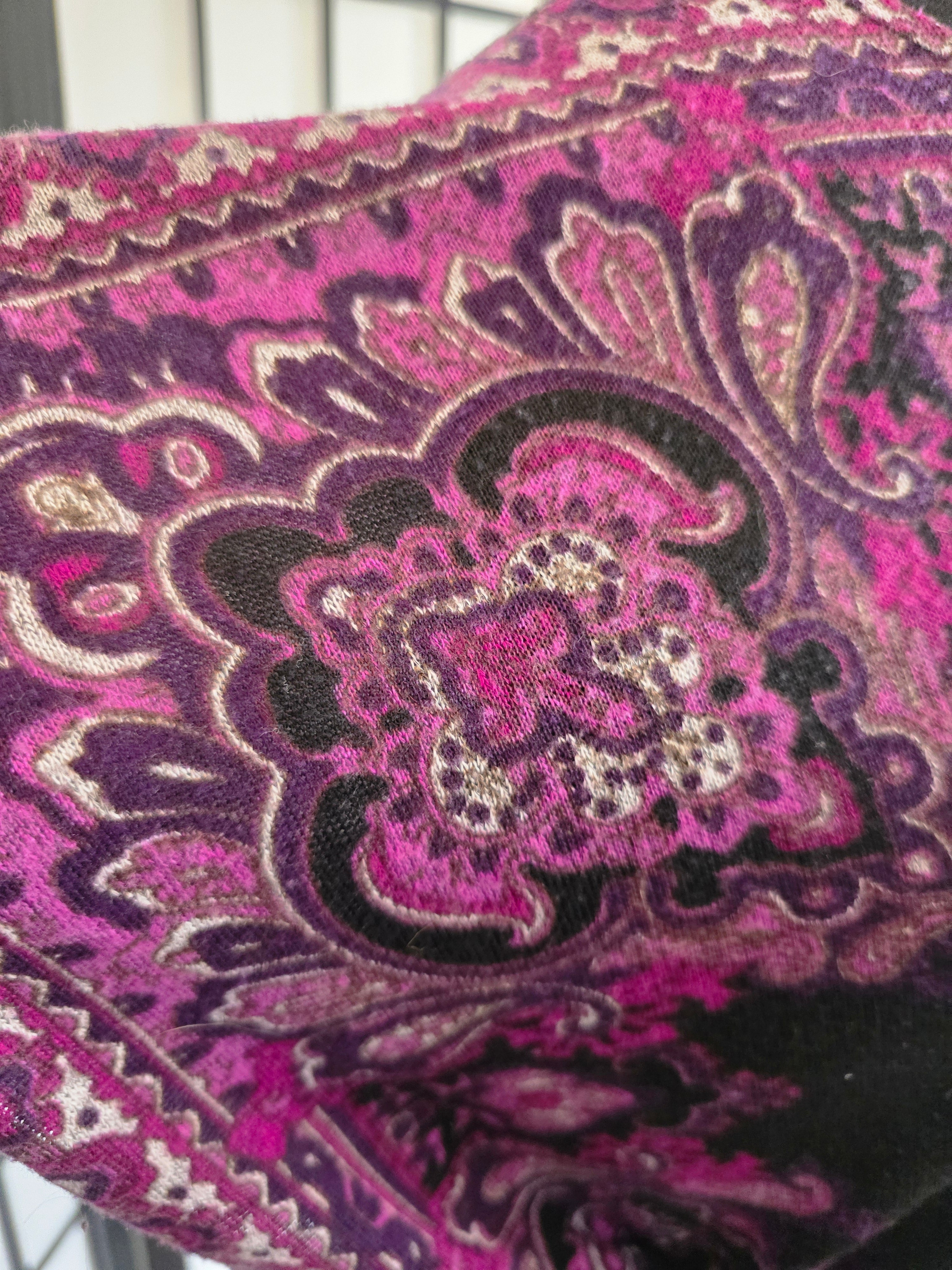 Enchantingly Embroidered Violet Paisley Kimono Top