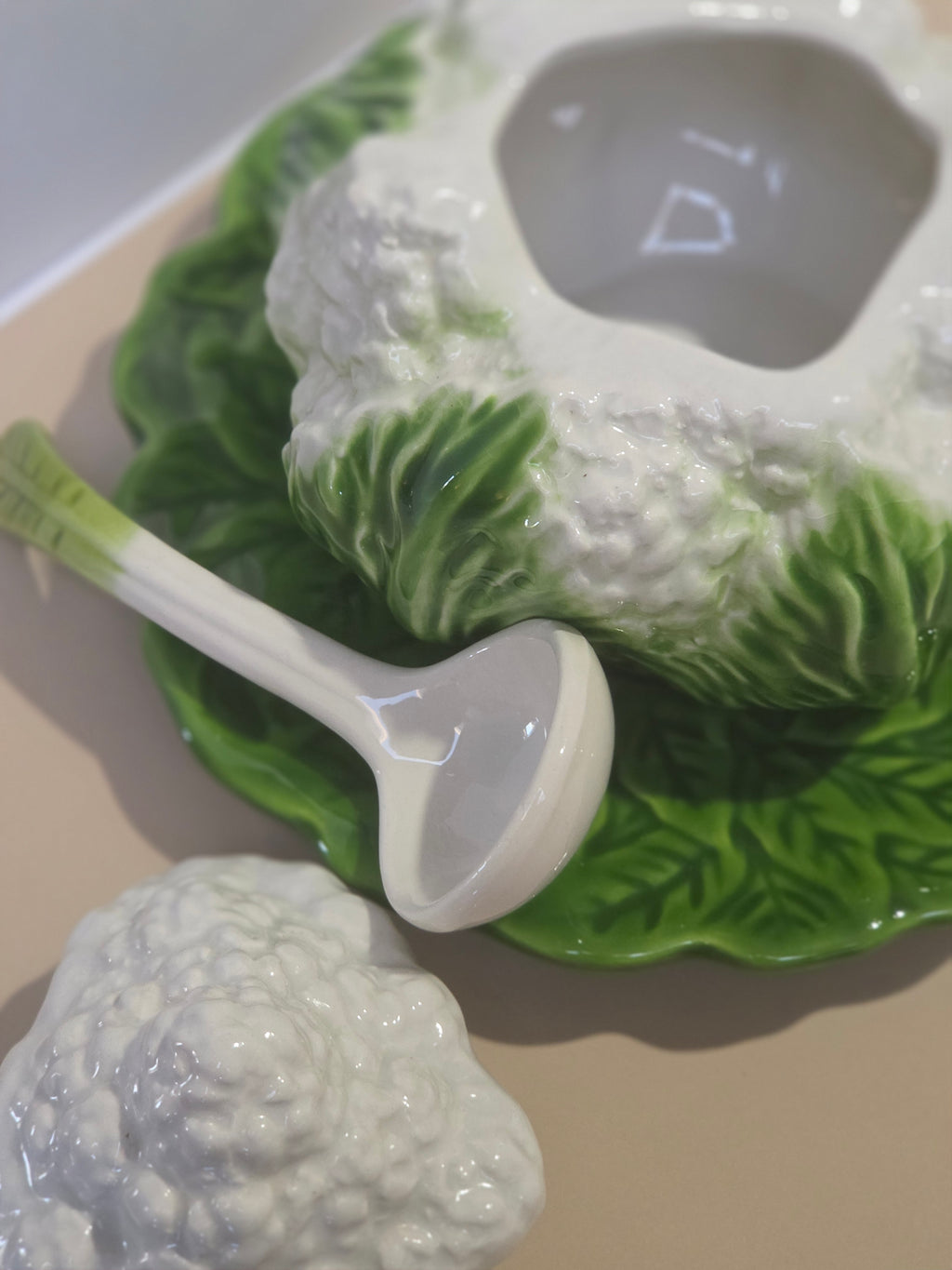 Whimsically Rooted Cauliflower Ceramic Tureen Set