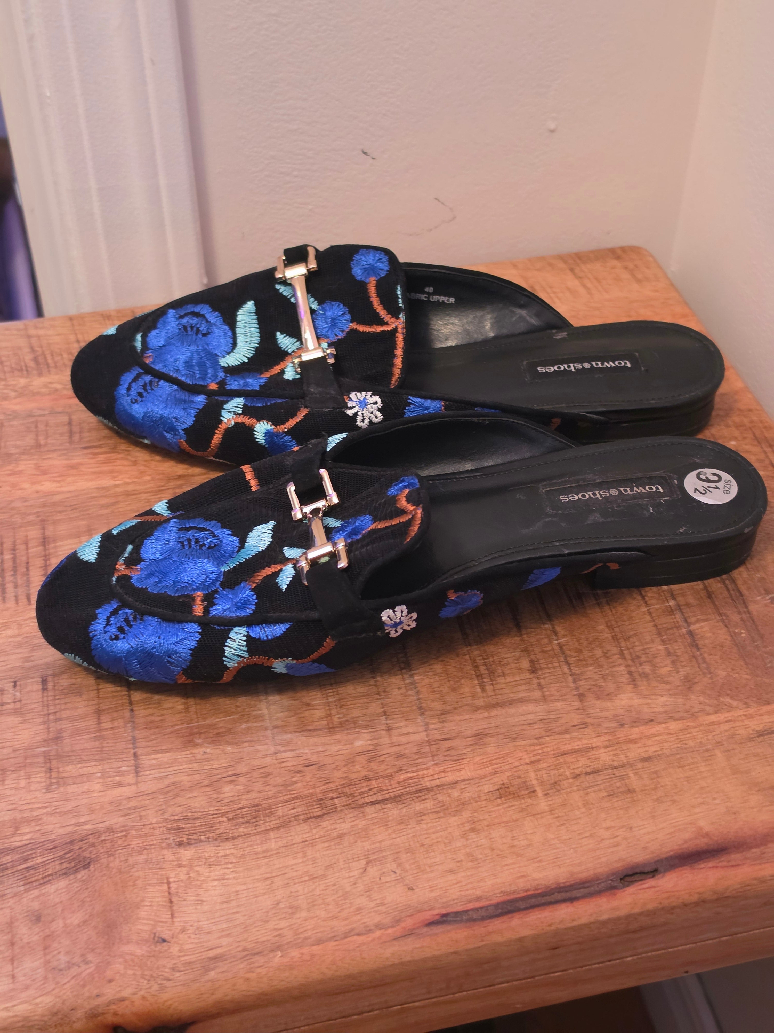 Midnight Garden Embroidered Mule Loafers – Town Shoes